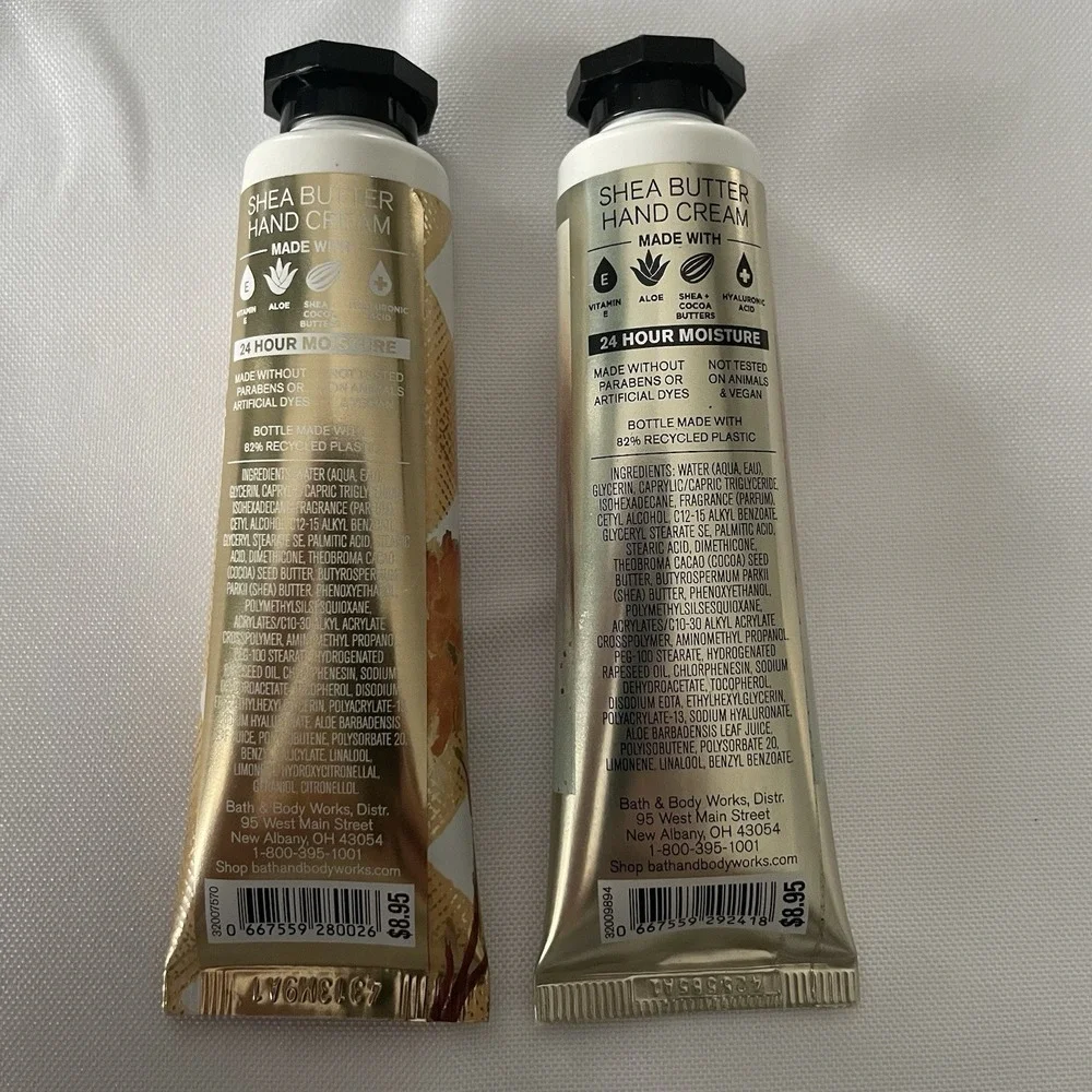 Bath & Body Works (2) Shea Butter HAND CREAM 1oz NEW Gingham Vanilla Romance